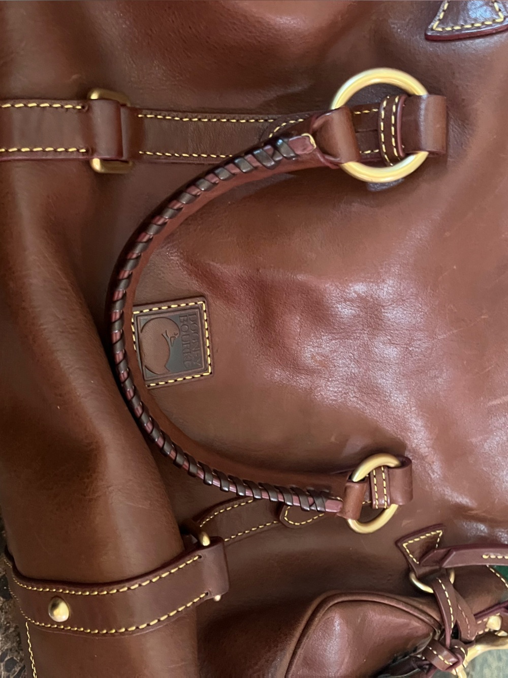 Dooney & Bourke large Chestnut Brown Leather Florentine satchel bag EUC - Picture 3 of 15